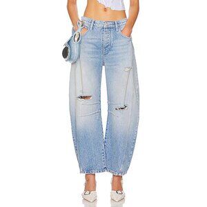 FP We the Free - Good Luck Mid-Rise Barrel Jeans in Barnyard Blue
